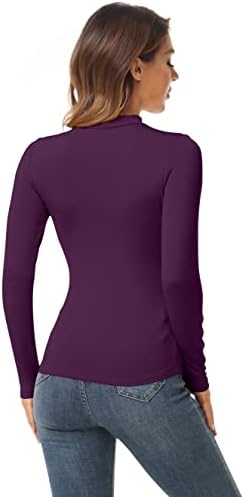 Дамски блузи с имитация на Turtlenecks AUHEGN, Ежедневни Панталони, Ризи Базов слой с дълъг ръкав