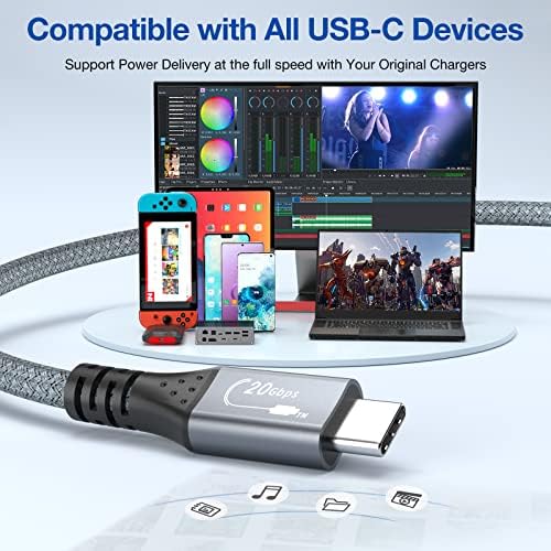 useBean 240 W USB Кабел C-USB C 10 фута (2 опаковки), USB 3.2 Генерал 2X2 20 gbps За пренос на данни Type-C,