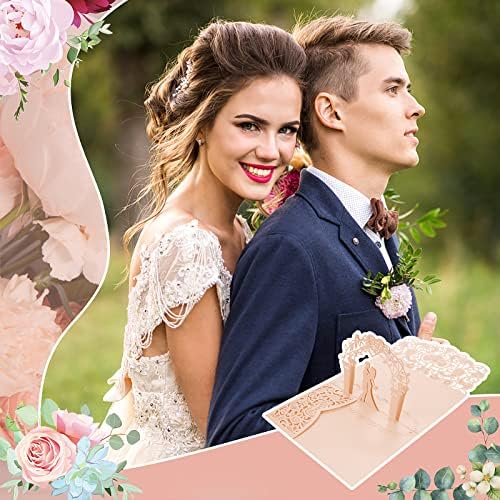 Сватбени картички Abeillo за булката и Младоженеца, 3D Изскачащи Красиви Поздравителни Картички на вашия Сватбен Ден с