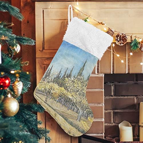 Коледни Чорапи PIMILAGU Van Gogh's Orchard in Blossom 1 Опаковка 17,7, Окачените Чорапи за Коледна украса