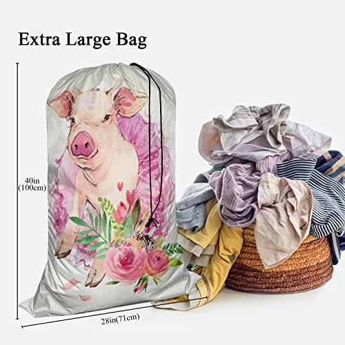 Swono, Органайзер за чанта за мръсни дрехи с завязками под формата на Тропически Цветя, Тежкотоварни Голяма Чанта за дрехи,