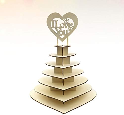 Декоративен Поднос NUOBESTY Декоративен Поднос Дървена Поставка За Шоколад във Формата На Сърце Титуляр за Шоколади И Кексчета