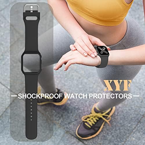 XYF е Съвместим с джапанки Apple Watch серия 8 7 SE / 6 5 4 3 2 1 с Броня Калъф Мек Силиконов Ъпгрейд Трайни Спортни