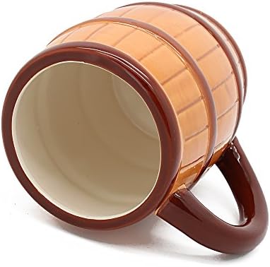 Чаша за пиене Mancave Beer Barrel Coffee Vessel Керамика с дръжка, 20 грама, Кафяв