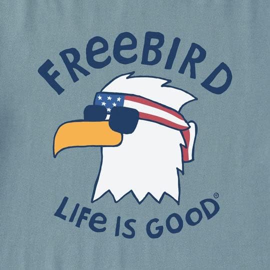 Животът Е Красив. Детска тениска Freebird Cool Eagle SS Crusher Tee, Опушен-Синя, Много Малка