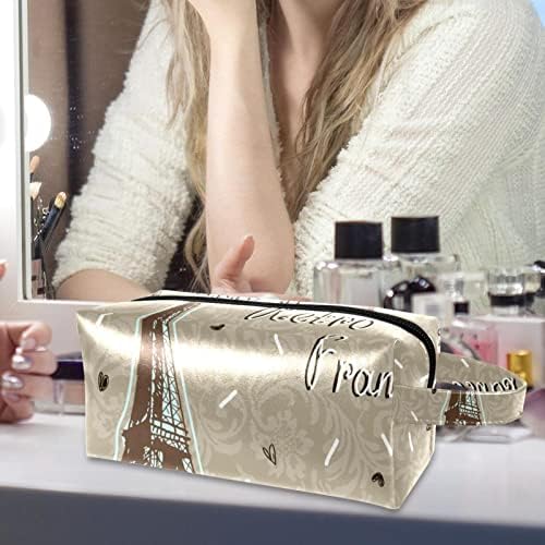 TBOUOBT козметични чанти за Жени, Косметичка За Пътуване, Органайзер За Аксесоари, Effiel Tower Париж Франция Реколта