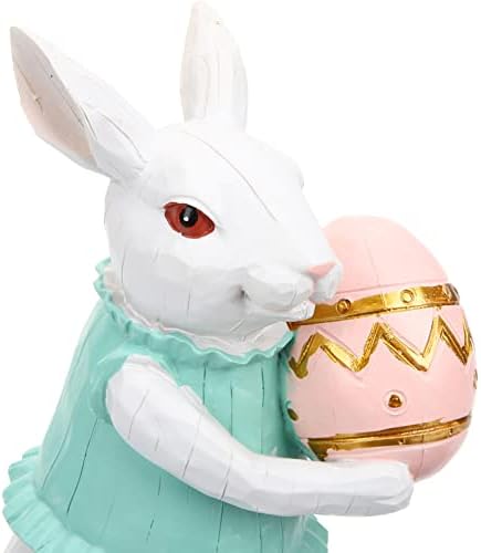 Статуетка на Великденския Заек STOBOK, Фигурка Зайче от Смола, Тенис на Заек с Декорации във формата на Яйца, Празнична Пролетна