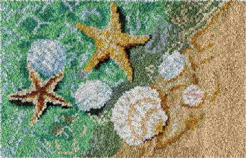 Морски Плаж Миди Морска Звезда Лапне Куката Комплекти Килим Печатни Платно Ръчно изработени Килими Вязаная Прежди