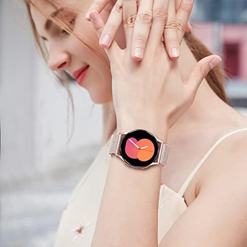 Каишка TRUMiRR за женските часа Galaxy Watch 5 4 40 мм от розово злато, 20 мм Тънък, Мрежест Каишка от Неръждаема Стомана,