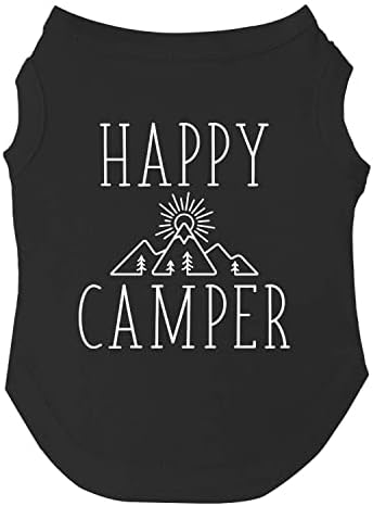 Размери на тениски Happy Camper Къщата за кученца, играчки и големи породи (Черна, 5X-Large 278)