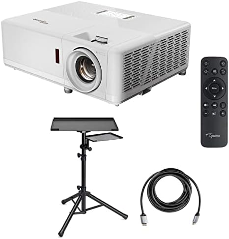 Комплект за лазерни домашно кино и гейминг проектор Optoma UHZ50 4K UHD с Поставка за лаптоп и чекмедже за аксесоари, кабел