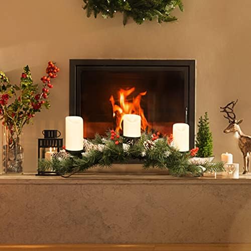 Централните Елементи на Коледната трапеза с 3 Беспламенными Led Свещи, Коледни Свещници, Празничен Канделябр