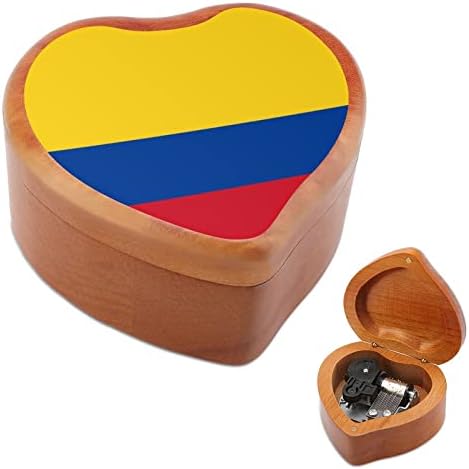Колумбийски Флаг Завийте Музикална Ковчег Реколта Дървена Музикална Ковчег в Формата на Сърце Играчки, Подаръци,