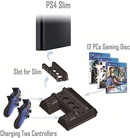 Подходящ за PS4 Slim PRO Универсална скоба за вентилатор 2 порт за зареждане /контролер, подвижни и преносим вентилатор за