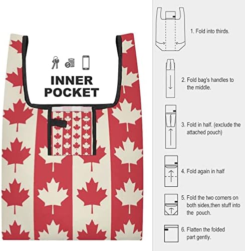 Сгъваема Чанта за пазаруване с Канадски Кленов Флага, Множество чанта за пазаруване, сгъване в Прикачения калъф