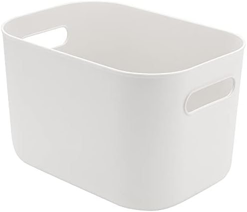 JOIKIT 6 Опаковки Бели Кутии за съхранение с дръжки, Бяла Кутия-Органайзер за кухня в Банята, Бели Пластмасови Кутии за тоалетка