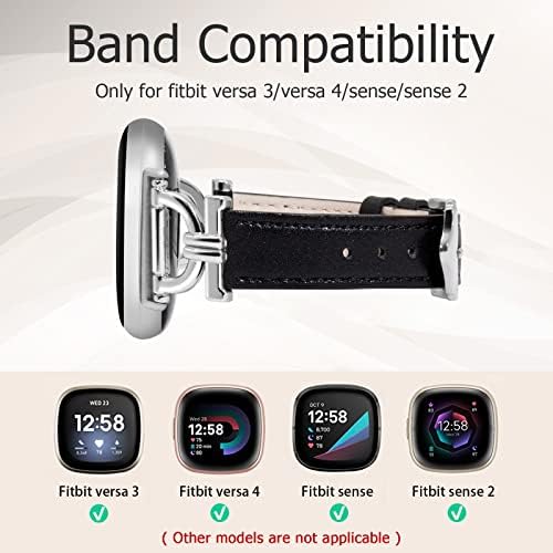 Кожени въжета HAYONLIY, съвместими с Fitbit Sense 2/Fitbit Versa 4, Fitbit Sense/Fitbit Versa 3, Тънък Елегантен