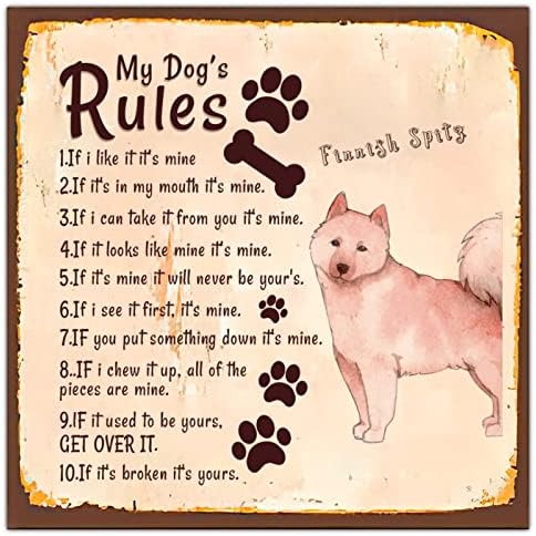 Alioyoit Забавно Куче-Метална Лидице Знак Правила на Кучето ми е Новост Врата Закачалка за домашни Кучета Метална Плоча