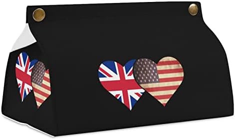Британски Флаг и знамето на САЩ Капак Кутии за Салфетки От Изкуствена Кожа Притежателя Кутии За Салфетки Правоъгълен Калъф За Салфетки За Лице Хартиен Органайзер
