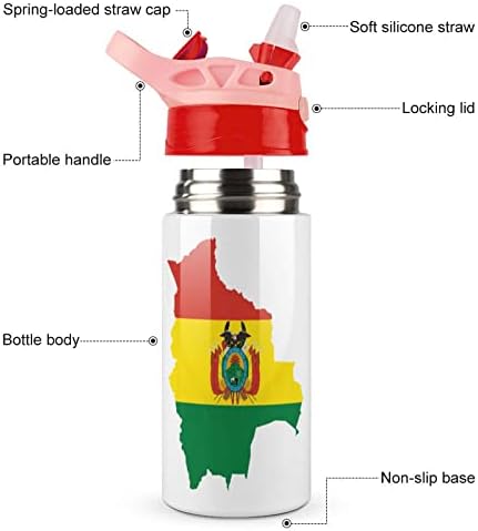 Знаме На Боливия Карта Цветна Бутилка За Вода С Изолация От Неръждаема Стомана Пътна Чаша Чаша С Запирающейся Капак