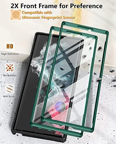 Калъф FNTCASE за Samsung Galaxy S22 Ultra Case: Вградена защита на екрана, поставка за крака и кобур с клип за колан, допълнителна