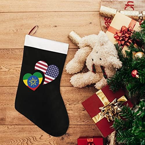 Етиопия Флаг на САЩ Коледни Чорапи Къси Плюшени Коледни Чорапи Подвесное Украса за Коледната Елха Украса на Камината 26x42