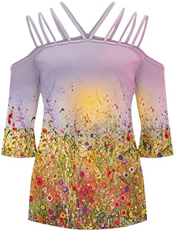 Есенно Годишната Жена Топ 2023 с Къс Ръкав и VОбразным деколте, Памучен Блуза с Графичен Дизайн Тениска за Момичета
