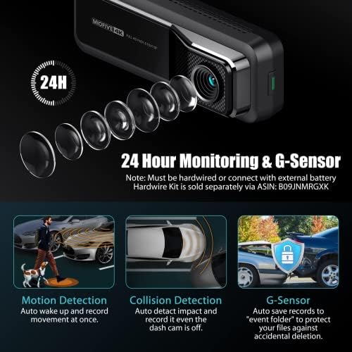 Автомобилна видео рекордер Miofive с GPS и скорости – предна камера с 4K 5G WiFi, UHD-рекордер 2160P, вградена
