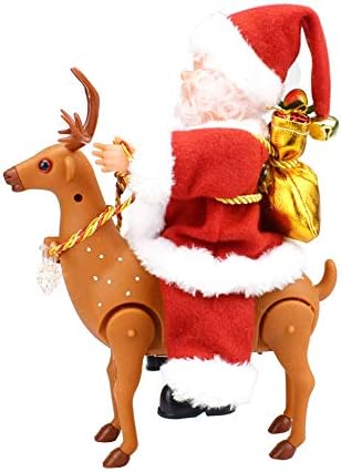 Luwsldirr_Christmas Украса Забавен Електрически Дядо Коледа, Възседнал На Харт Музикална Играчка Детски Подарък
