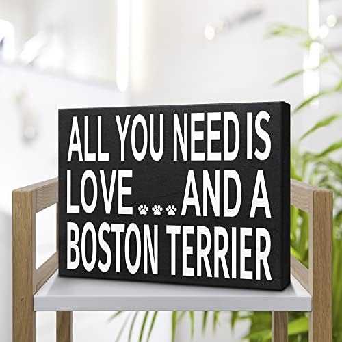 Подаръци за бостонских териер JennyGems, Всичко, което ви трябва, е Любовта и Дървена Табела с участието