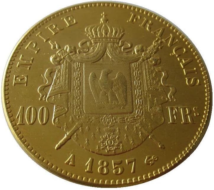 100 Франка 1855-1859 години Допълнителна Възпоменателна Монета под формата на Френския франк Чуждестранна Копия С Позлатени