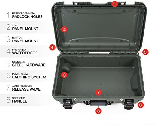 Водоустойчив Твърд калъф за ръчен багаж Nanuk 935 с Празни колела - Маслина
