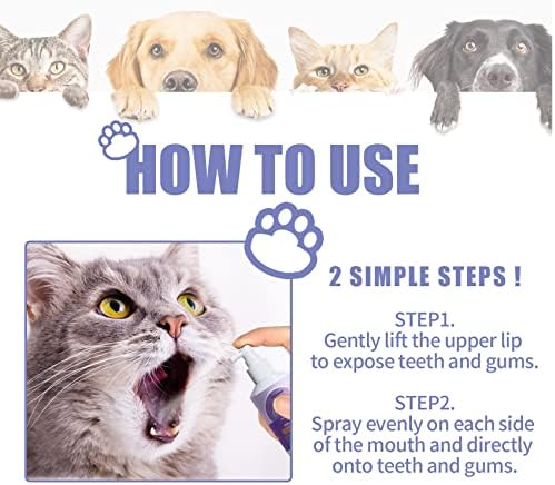 Xcllwhy Спрей За Почистване на Зъбите на Домашни Любимци, Спрей За Почистване на Зъбите на Домашни Любимци, за Кучета и Котки,