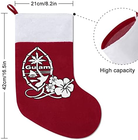 Гуам Hibiscus Червени Коледни Празници Чорапи Дом Декорации за Коледната Елха, Висящи Чорапи за Камината