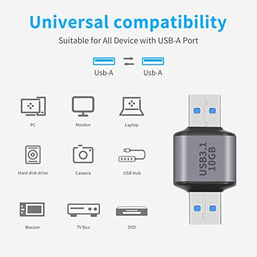 Адаптер Poyiccot USB A-A USB, Жак USB3.1 USB 3.1, USB Конектор 3.1 Type A-Type A със скорост 10 Gbit/s за свързване