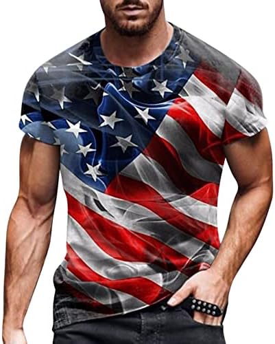 Мъжко Пролетно-лятна тениска за честването на Деня на Независимостта, Ежедневни Реколта тениска с пълна Частична