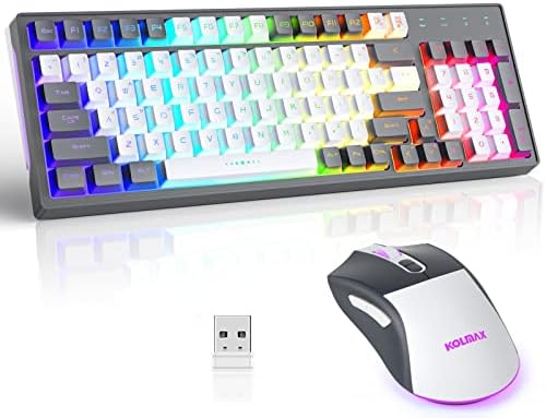 Комбинирана безжична детска клавиатура и мишка CK98, детска Акумулаторна клавиатура RGB Grey с осветление RGB 98 клавиши