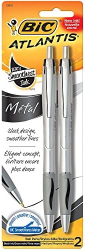 Химикалка химикалка BIC Atlantis Metal среден (1,2 мм), Блистер, 2 опаковки, Черна (VCGMTP21)