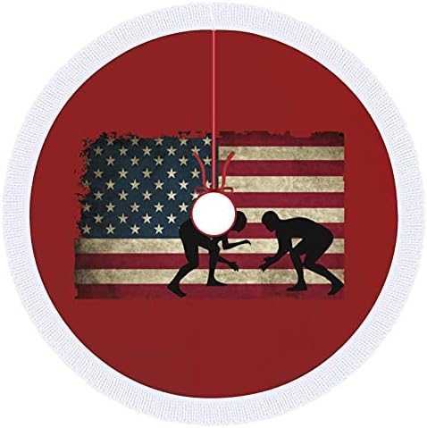 Борбата с Флага на САЩ-1 Подложка за Коледната Елха, Пола, Основата за коледни Елхи, Калъф с Пискюли за Празнични