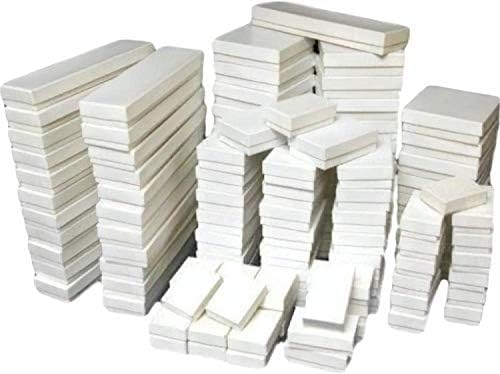 RJ Displays -Подарък кутия от бяла хартия, картон, изпълнен с памук, 50 опаковки с Различен размер за Пръстени, Обици,
