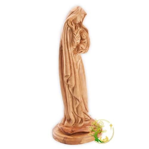 Статуя на Дева Мария от Маслиново дърво С бебето Исус На ръце |Религиозна Статуетка на Светата Майка за домашен