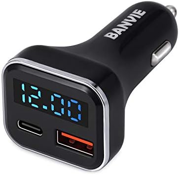 Зарядно за кола BANVIE C USB с led дисплей напрежение, 2-портов адаптер бързо зареждане с мощност 30 W с PD3.0 и QC3.0 съвместим