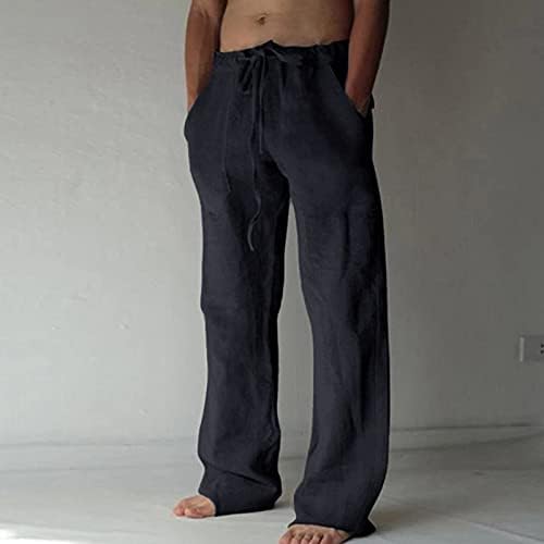 BEUU Мъжки Памучни Спортни Панталони За Йога с Отворен Дъното, Джоггеры за Бягане с Директни Штанинами, Всекидневни