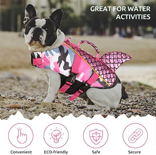 Спасителна жилетка за кучета JUDYBRIDAL, Отразяваща Спасителна Жилетка за кучета-Акули с Трайно Спасение дръжка, Защитен Спасителна
