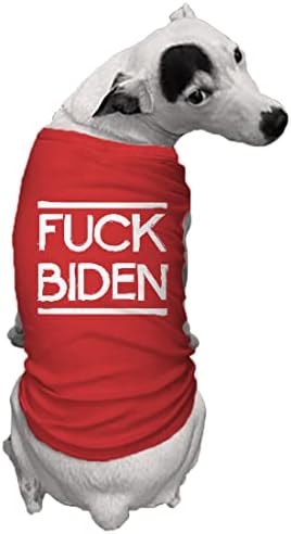 Нахуй Байдън - Забавна тениска с куче-антидемократом (Червена, X-Large)
