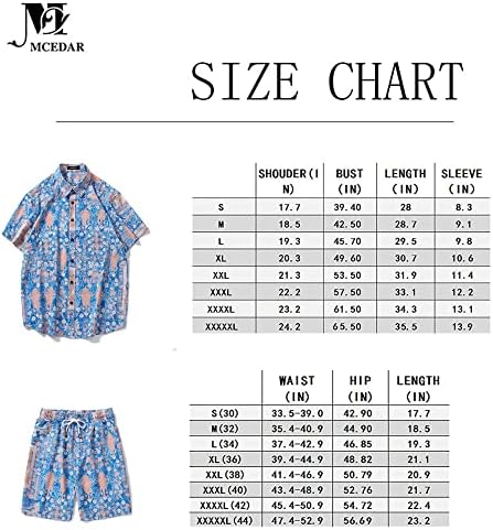 MCEDAR/ Мъжки Хавайска Риза и Къси Комплекти Дрехи за Почивка от 2 теми, Ежедневни, Плажни Костюми Копчета с Цветен Модел