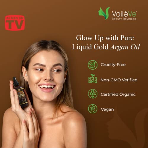 VoilaVe USDA и ECOCERT Чисто органично мароканско арганово масло за кожата, ноктите и растежа на косата, против