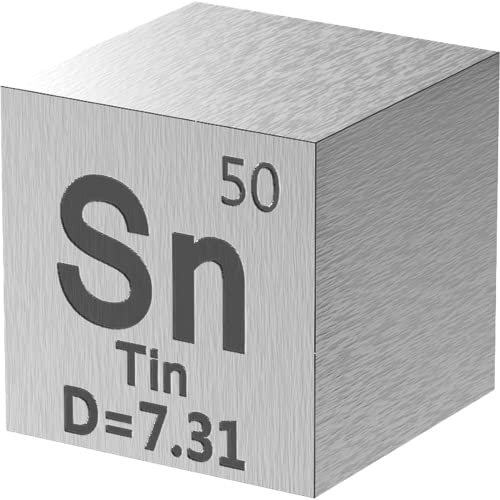 Полето кубче - Кубове метални елементи - Комплект кубчета плътност с лазерно гравирани за събиране на Периодичната таблица на елементите (Олово, 10 mm)