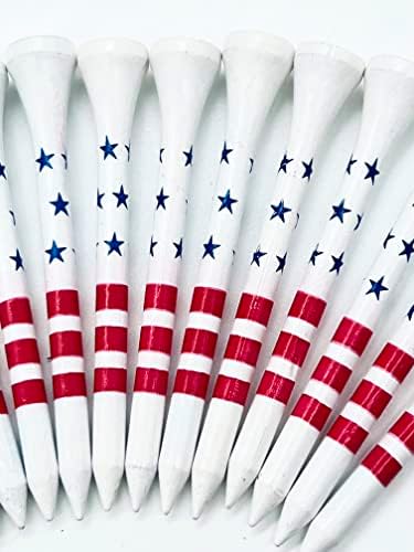 Тениски за голф САЩ - 2 и 3/4 или 3 и 1/4 инча - Дизайн с флага на сащ, Бамбукови тениски професионална дължина, Патриотическая