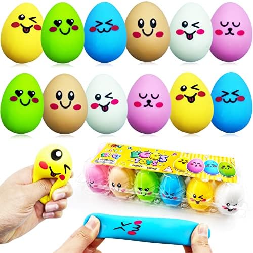 Пълнители за Великденски Кошници Exun, Мека играчка за великденски яйца, 12 Опаковки Сензорни играчки за облекчаване на стреса,